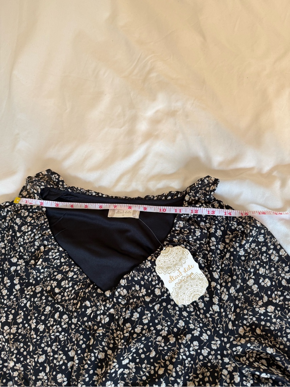 NWT Altar'd State Black and Cream Floral Ruffle Dress Women’s Medium - Picture 10 of 12